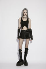 Black Printed Women's Punk College Style Cool Pleated Skirt - Product - 5