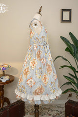 Cat Rose Tea Sleeveless Print Ruffle Bowknot Sweet Lolita Jumper Dress 3 Colors - Product - 17