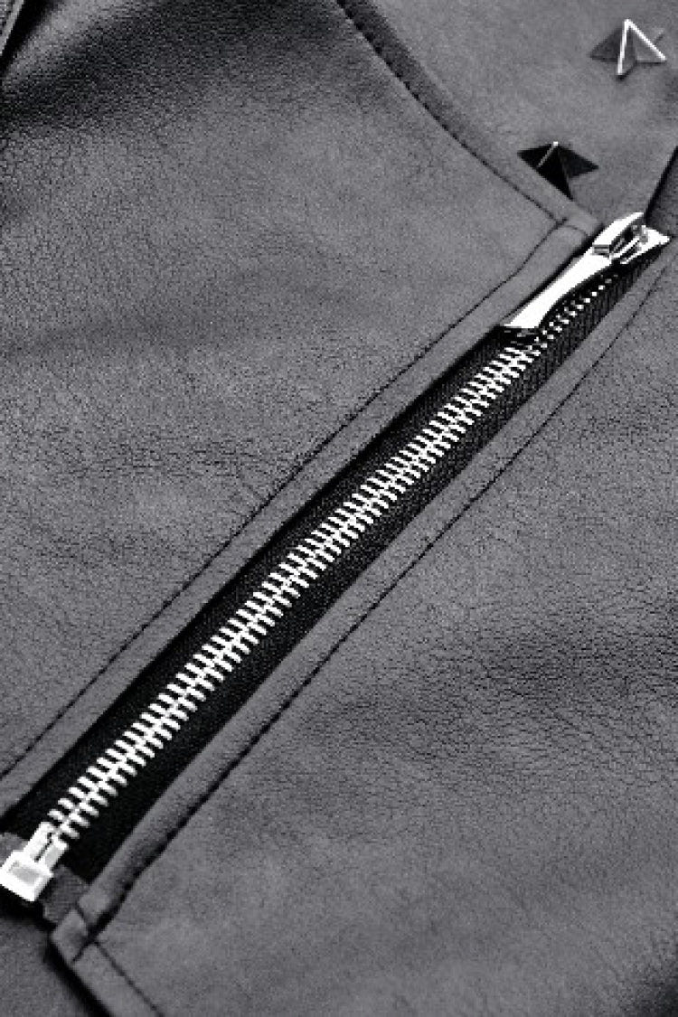 Black Faux Leather Straps Zippered Women's Punk Short Skirt - Product - 15