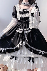 White/Black Hime Sleeves Multi-layer Ruffle Cardigan Bowknot Gothic Princess Lolita Dress - Product - 10