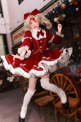 Red [Miss Flando of the New Year] Long Sleeves Ruffled Bow Sweet Lolita Dress - Product - 8