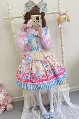 [Bunny Pastry Chef] Print Bowknot Gothic Japanese Lolita Jsk Dress 3 Colors - Product - 12