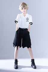 White Hollow V Collar Spooky Shadow Embroidered Ouji Lolita Short Sleeves - Product - 2