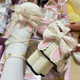 Rabbit Accent Bow Cross-Strap Mid-Heel Lolita Shoes with Cat Paw Heels and Ankle Bells - Product - 3