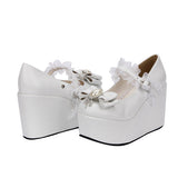 White Elegant Bride Bowknot Ornament High Heel Classic Lolita Shoes - Product - 2