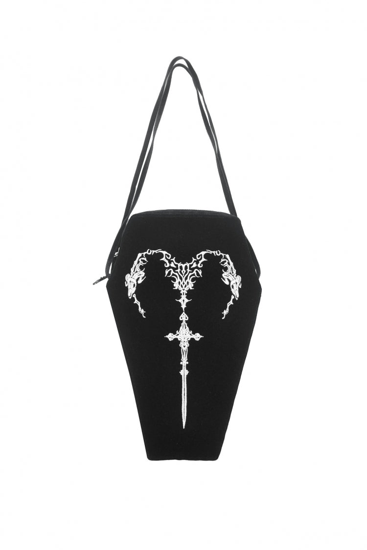 Black Horned Embroidered Women's Gothic Bag - Product - 3