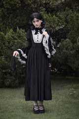 Black [Sleepless Night] Long Hime Sleeves Ruffle Bowknot Gothic Lolita Dress - Product - 3