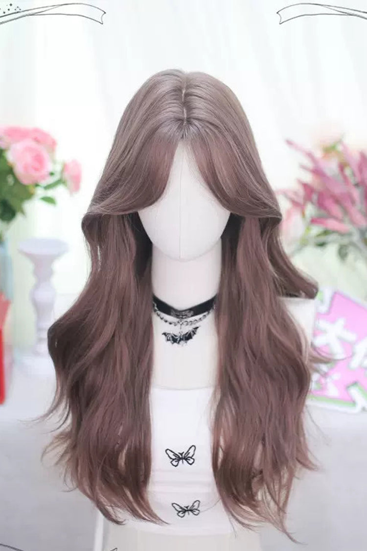 Milk Tea Rose Pink Sweet Lolita Long Curly Wigs - Pink - 1