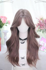 Milk Tea Rose Pink Sweet Lolita Long Curly Wigs - Pink - 1