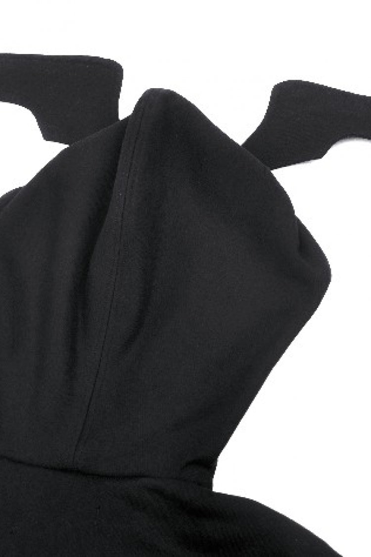 Black Long Sleeves Zippered Women's Gothic Batwing Hoodie - Product - 13