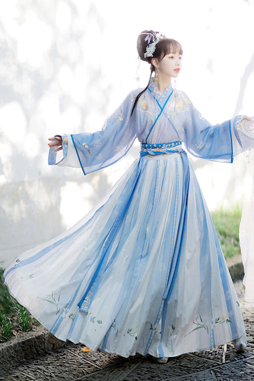 Chinese Chest Cuffs Beautifully Embroidered Sweet Hanfu Dress Full Set - Product - 2
