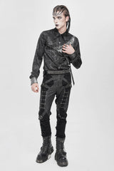 Black Ripped Buckle Straps Men's Punk Pants - Product - 13