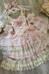 Pink [Falling Flowers in the Rain] Sleeveless Ruffle Embroidery Bowknot Sweet Chinese Style Lolita Jsk Dress - Product - 7
