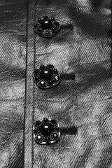 Black Long Sleeves V Collar Floral Embroidery Men's Gothic Vest - Product - 6