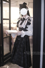Black Plaid Print Classic College Style Elegant Lolita Strap Dress - Product - 7