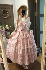 Pink [Heart In Love] Multi-Layered Ruffled Bow Sweet Lolita Jsk Dress - Product - 2