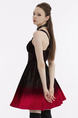 Black/Red Sleeveless Gradient Ruffle Embroidery Women's Gothic Dress - Product - 2