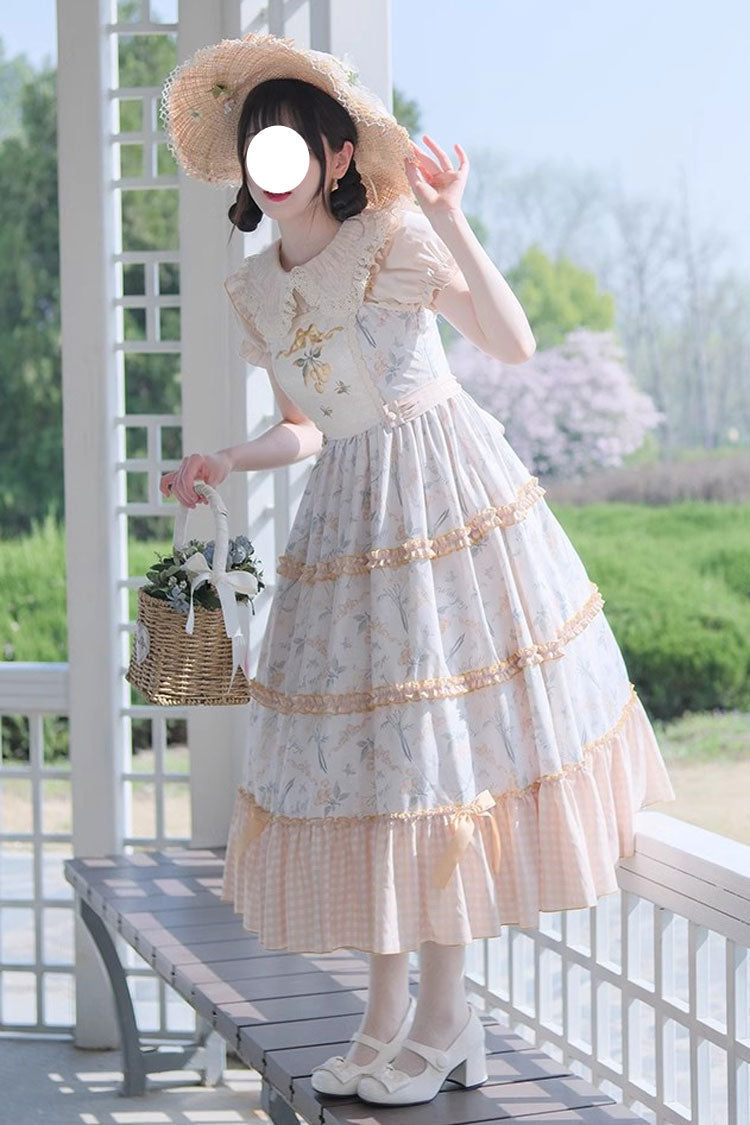 Multi-Color Midsummer Print Ruffle Embroidery Sweet Lolita Jsk Dress - Multi-Color - 1