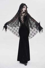 Black Off Shoulder Sleeveless Hanayome Spliced Lace-Up Slim Pleated Women's Gothic Jsk Dress - Product - 2