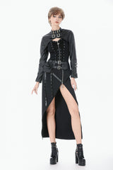 Black PU Leather Long Sleeves Buckled Strap Zippered Women's Punk Shrug - Product - 10