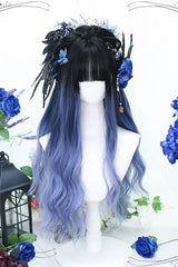Black/Blue Gradient Sweet Lolita Long Curly Wigs - Product - 3