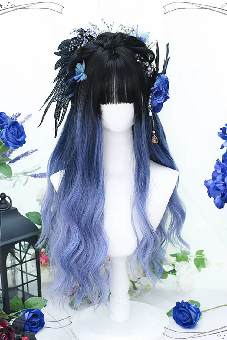 Black/Blue Gradient Sweet Lolita Long Curly Wigs - Product - 3