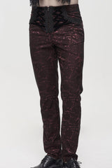 ine Gothic Glossy Pattern Drawstring Lace Decoration Men's Pants - Product - 4