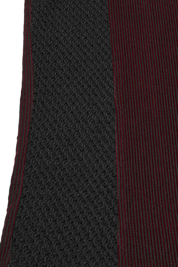 Black/Red Round Collar Sheer Mesh Color Matching Rivet Men's Punk Vest - Product - 7