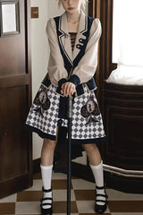 Multi-Color Time Traveler Embroidery Print Punk Ouji Fashion Lolita Set - Multi-Color - 1