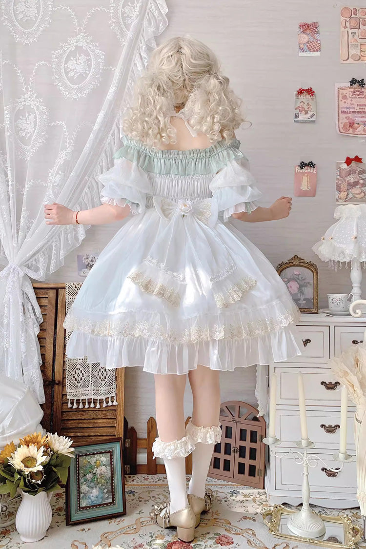 Green [Spring of Boliya] Long Sleeves Multi-Layered Ruffle Bowknot Lace Lace-Up Sweet Princess Lolita Dress - Product - 11