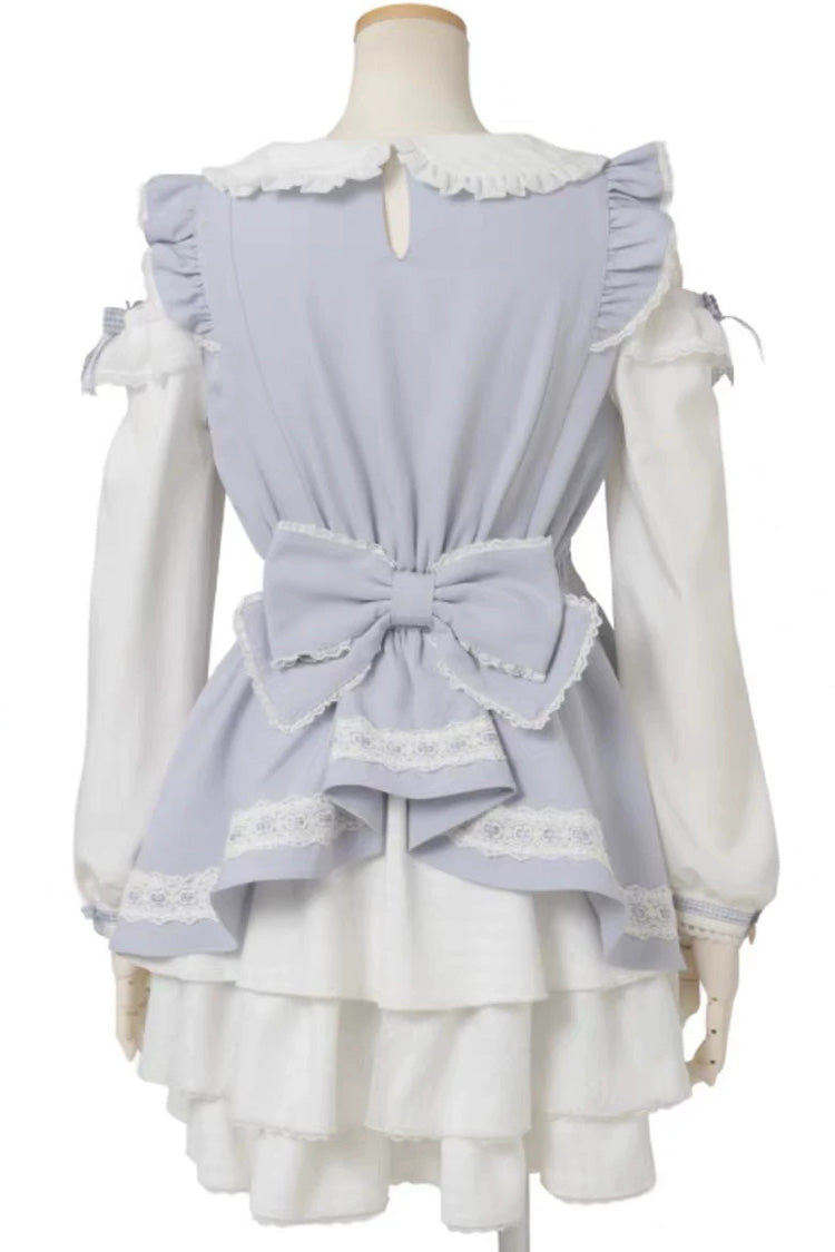 Sweet Off Shoulder Long Sleeves Ruffled Bow Lace Jirai Kei Japanese Dress Shorts Set - Product - 5