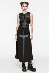 Black Cross Print Stitching Lace-Up Women's Steampunk Skirt - Product - 4