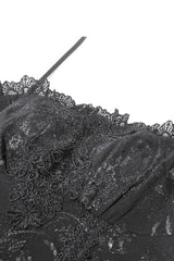 Black Sleeveless Multi-Layered Embroidered Women's Gothic Peplum Court Slip Dress - Product - 15