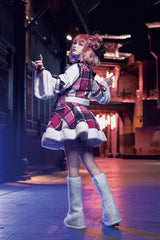 Multi-Color Plaid Print Bowknot Autumn Winter Sweet Chinese Style Lolita Skirt Set - Product - 7