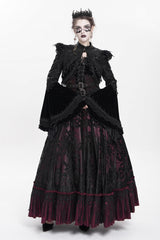 Black Long Sleeves Floral Embroidery Women's Gothic Beaded Frog Short Jacket - Product - 4