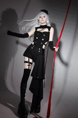 Black [Masquerade Phantom Thief] Cut-Out Gothic Ouji Lolita Shorts Set - Product - 6