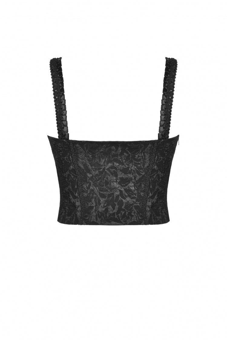Black Floral Jacquard Lace-Up Women's Gothic Overbust Corset - Product - 14