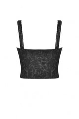 Black Floral Jacquard Lace-Up Women's Gothic Overbust Corset - Product - 14