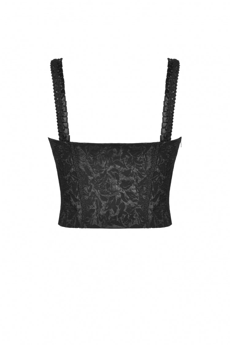 Black Floral Jacquard Lace-Up Women's Gothic Overbust Corset - Product - 14