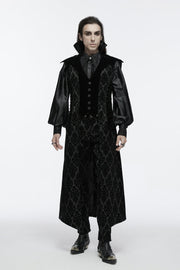 Black Sleeveless Floral Print Lace-Up Men's Gothic Waistcoat - Black - 1