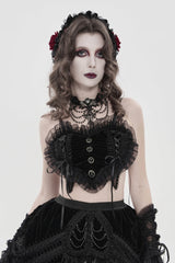 Black Off Shoulder Bow Lace Lace-Up Women's Gothic Ruffled Corset - Black - 1