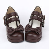 Double Buckle Bowknot Sweet Lolita Shoes - Product - 4