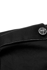 Black Lapel Collar Long Sleeves Skull Print Embroidery Mens Steampunk Blouse - Product - 6