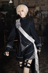 Black [Sword of Oath] Long Sleeves Embroidered Gothic Vintage Knight Prince Ouji Lolita Set - Product - 7