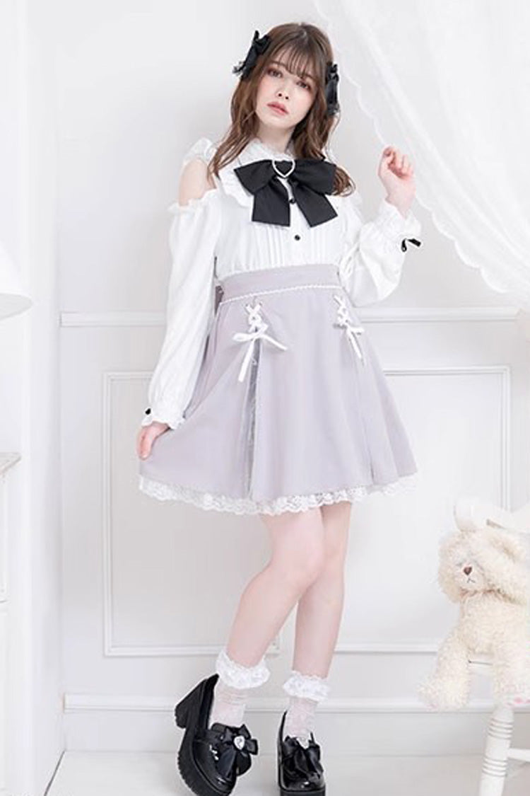 Off Shoulder Long Sleeves Bowknot Jirai Kei Japanese Lolita Blouse 3 Colors - Product - 4
