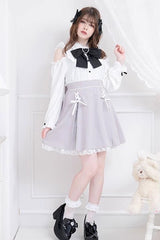 Off Shoulder Long Sleeves Bowknot Jirai Kei Japanese Lolita Blouse 3 Colors - Product - 4