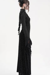 Black Stand Collar Long Sleeves Lace Tassels Women's Gothic Cape - Product - 6