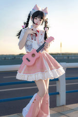 Pink [Messenger of Heaven] Ruffle Sweet Princess Lolita Skirt - Product - 2