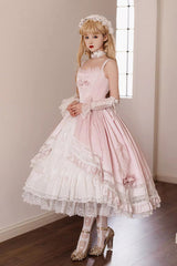 Pink [Promise of the Rose] Multi-Layered Ruffled Hanayome Open-Front Bow Sweet Gorgeous Lolita Jsk Dress Set - Product - 6