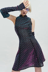 Multi-Color Punk Chinese Style Cheongsam Collar Sleeveless Women's Short Dress - Product - 3